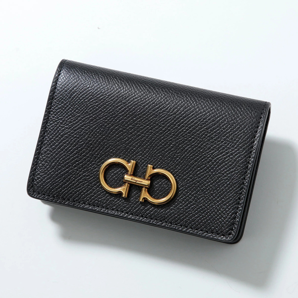 Salvatore Ferragamo Business Card Case Gancini Leather Wallet